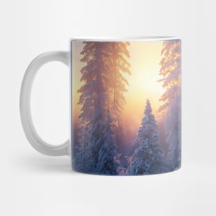 winter sunrise in the fir forest Mug